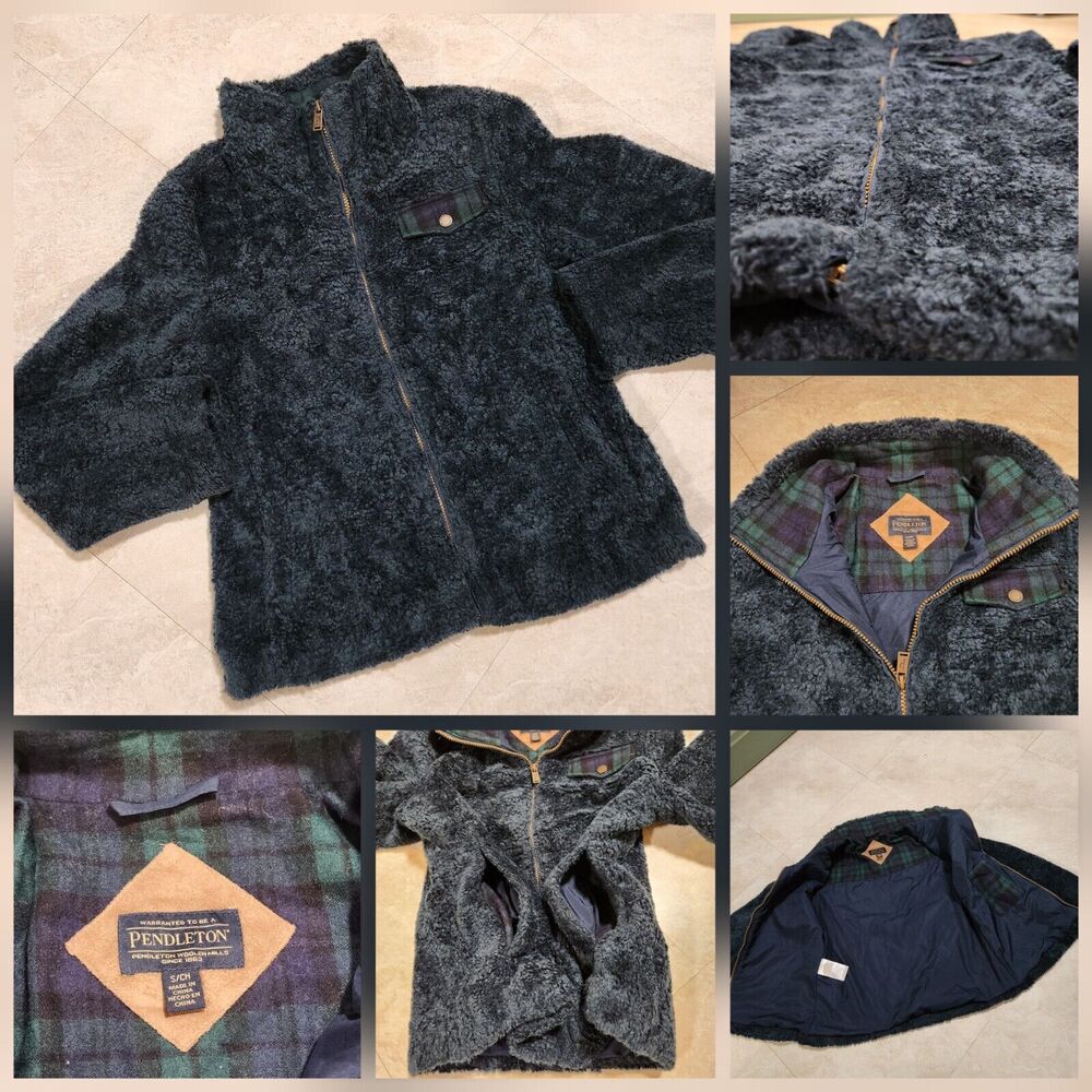 Pendleton Woolen Mills Womens S Small Sherpa Fleece Deep Pile Wool Blend Jacket